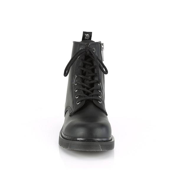 Demonia Bolt-100 Black Vegan Leather Stiefel Damen D759-316 Gothic Halbhohe Stiefel Schwarz Deutschland SALE